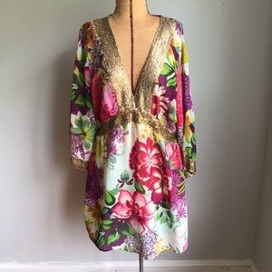 Kyle G Elastic Waist Tunic Dress Med. Floral